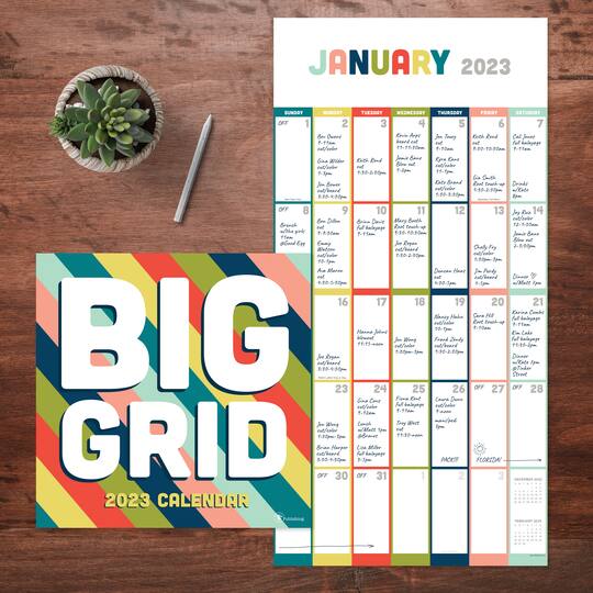 2023 Rainbow Blocks Big Grid Wall Calendar Michaels